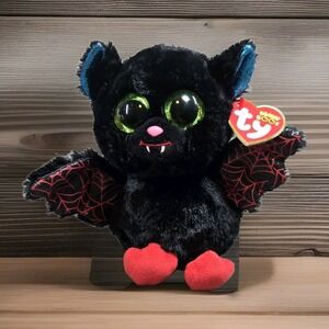TY Beanie‎ Boos Ophelia the Bat with Glitter Eyes 6" Plush Toy With  Heart Tags